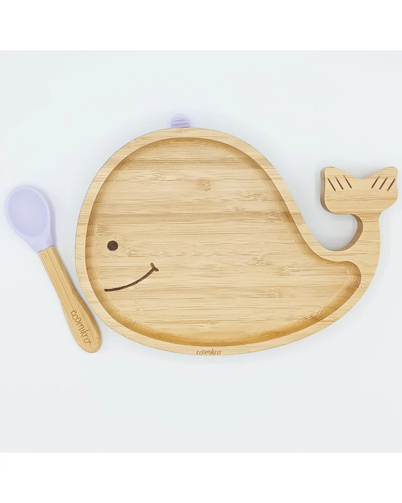 Piatto in Bambù con cucchiaio -balena ghiaccio
