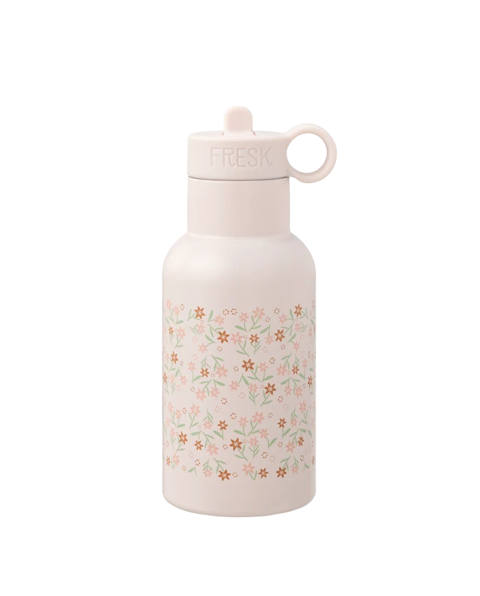 Borraccia termica in acciaio con cannuccia per bimbi 350 ml - fiori