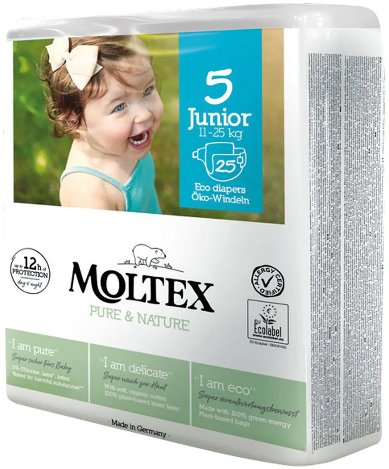 Pannolini monouso in cotone biologico - MOLTEX tg 5 (11-16 kg)