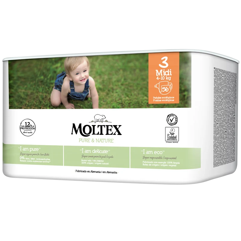 Pannolini monouso in cotone biologico -MOLTEX tg 3(4-9 kg)