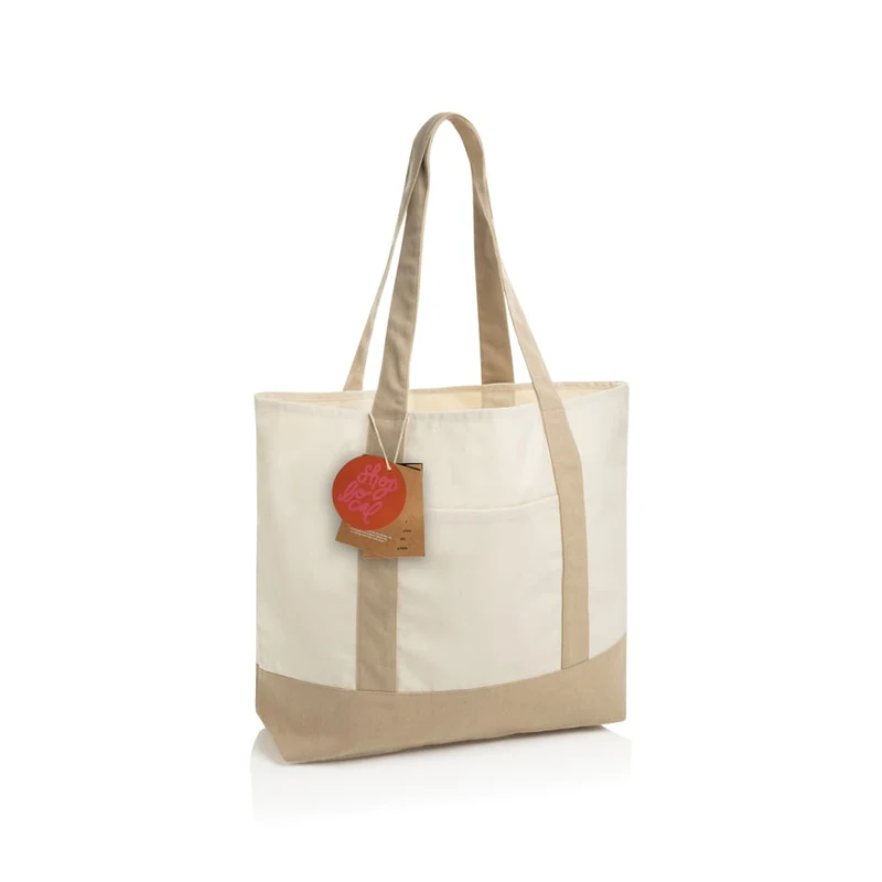 Shopper 350 g/m² SHOP LOCAL in cotone riciclato AWARE™ – 38.5 × 15 × 34.5 cm