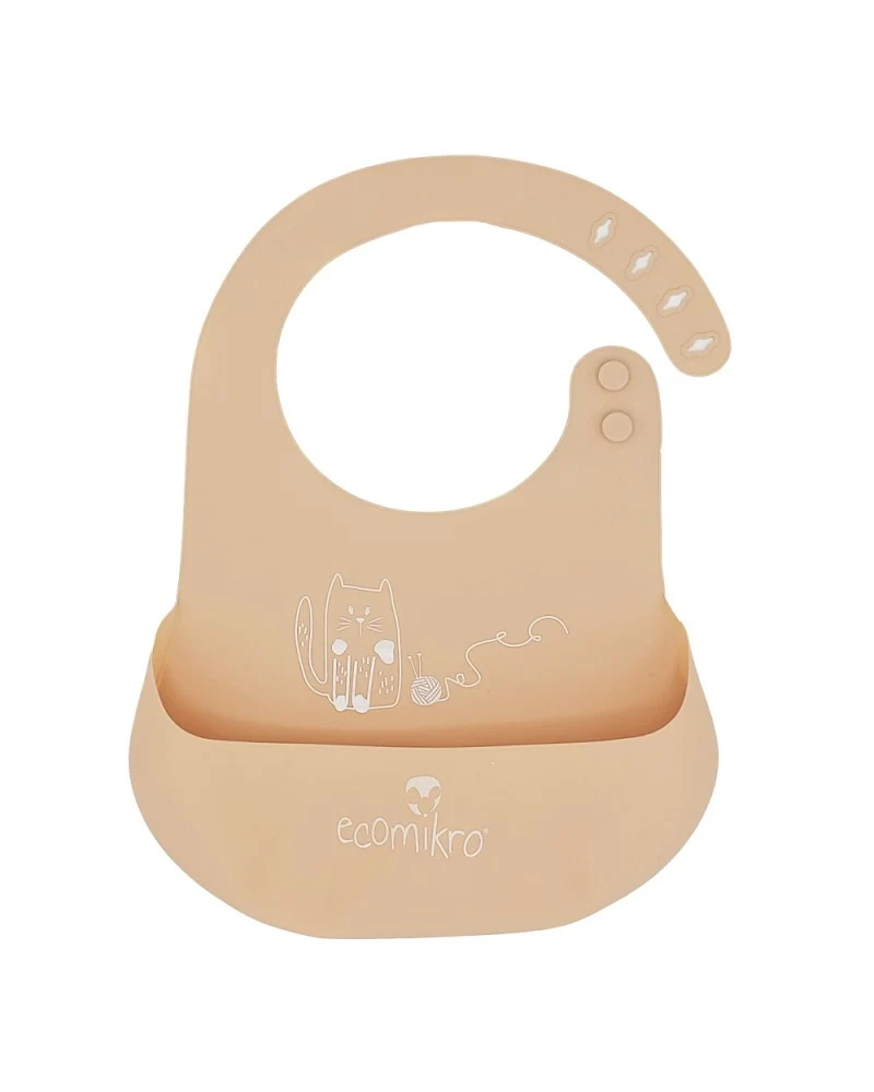 Bavaglino in Silicone con Tasca-gatto albicocca