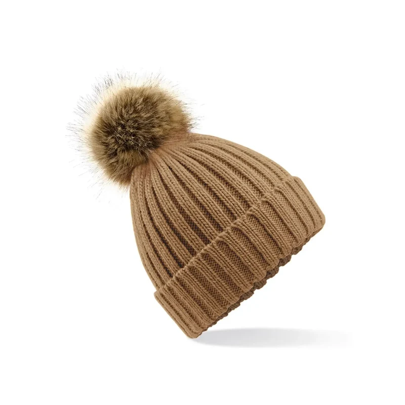 Berretto Fur Pom Pom Chunky Beanie