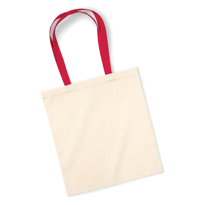 Shopper in Cotone con Manici a Contrasto