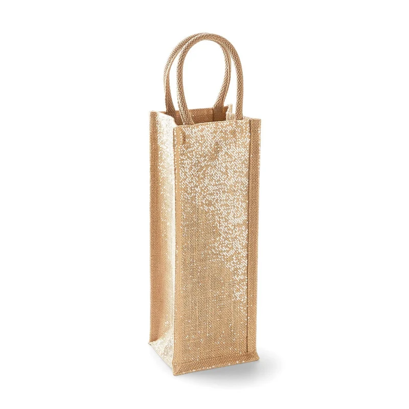 Porta Bottiglia in Juta Metallizzata