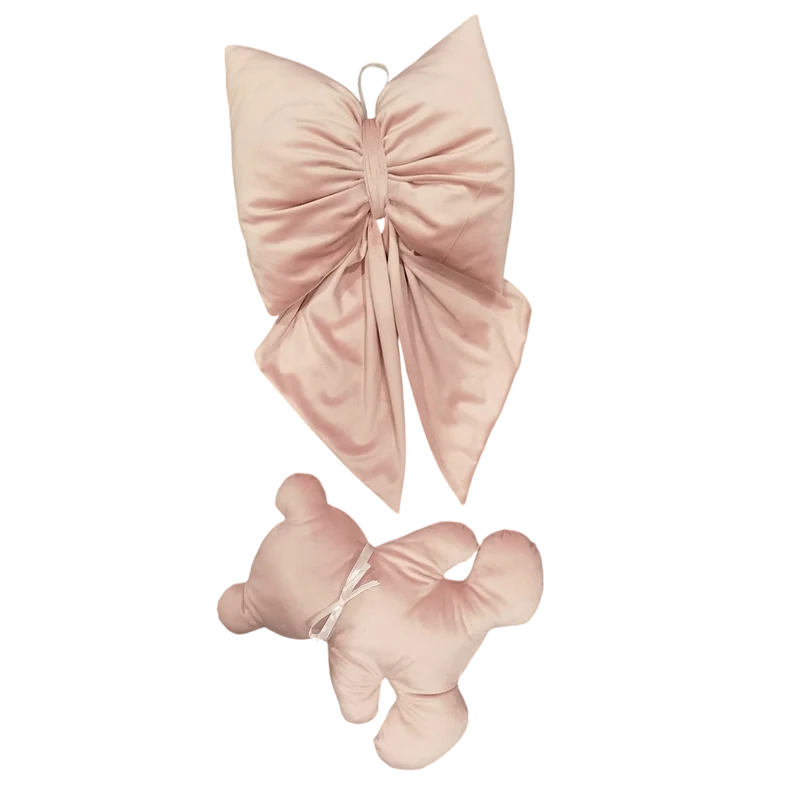 Set Fiocco e Orsetto Personalizzato Rosa