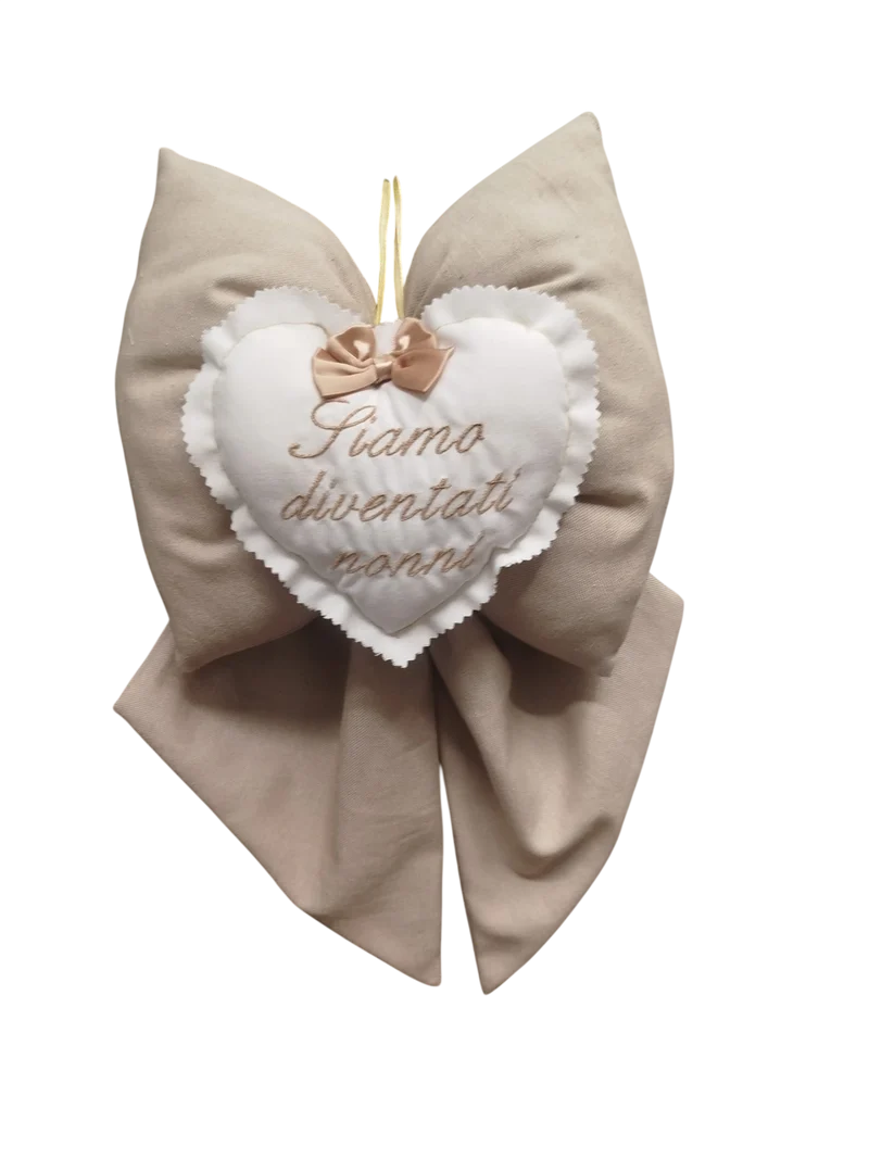 Fiocco Nascita con scritta siamo diventati Nonni Beige