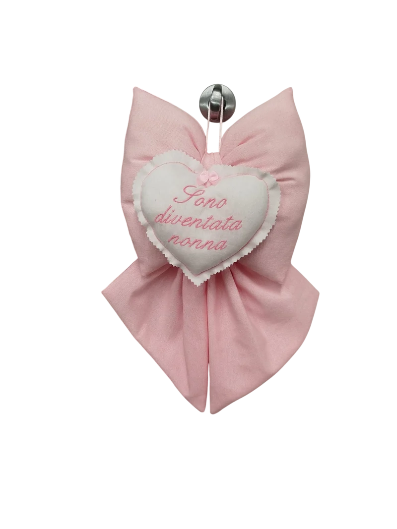 Fiocco Nascita con scritta siamo diventati Nonni Rosa