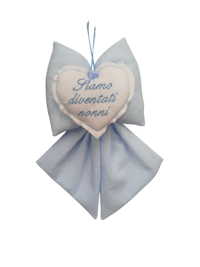 Fiocco Nascita con scritta siamo diventati Nonni Azzurro