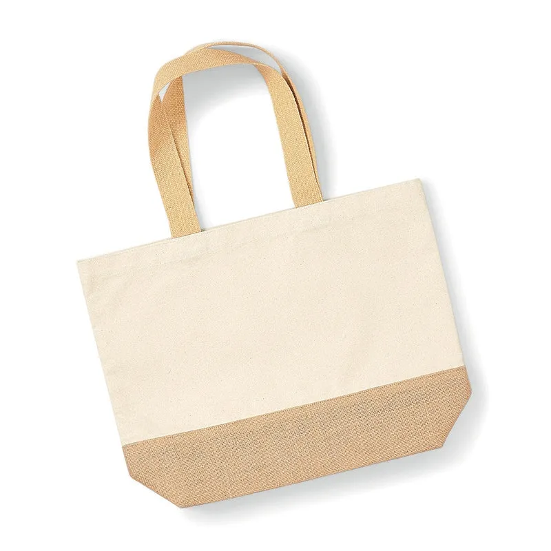 Borsa Tote in Cotone e Juta