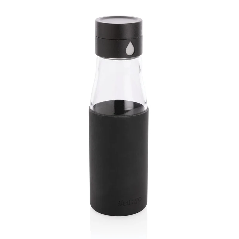 Bottiglia di monitoraggio dell'idratazione in vetro Ukiyo – 600 ml