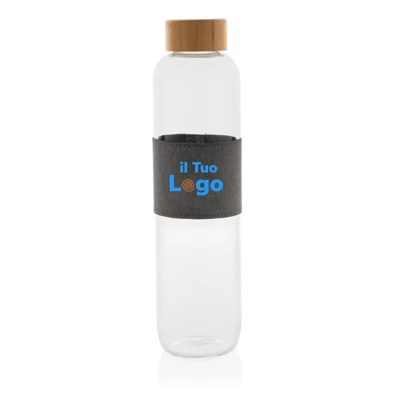 Bottiglia di vetro borosilicato Impact in bambù 750 ml