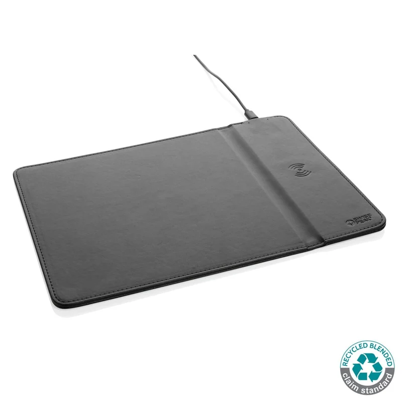 Tappetino mouse con ricarica wireless 10 W in PU riciclato
