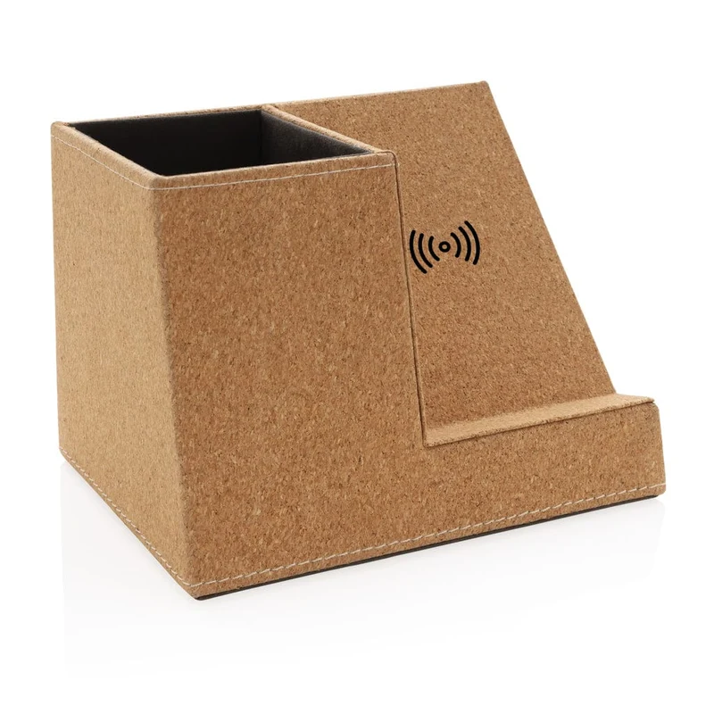 Porta penne in sughero e caricatore wireless 5 W