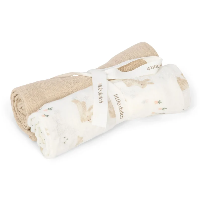 Little Dutch Set Due Mussoline Baby Bunny Bianco 70x70 cm