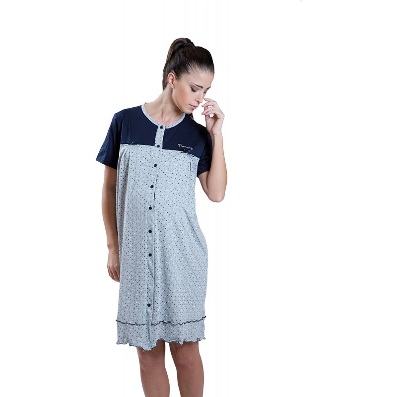 Camicia da Notte Bicolore Aperta Avanti - T3