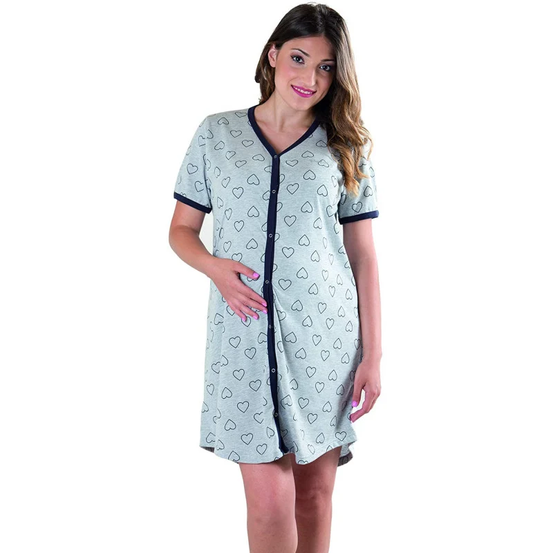 Camicia da Notte Grigia a Cuori - T4
