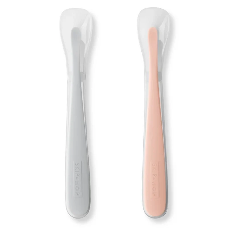 Set da 2 Cucchiai in Silicone-Grigio Rosa