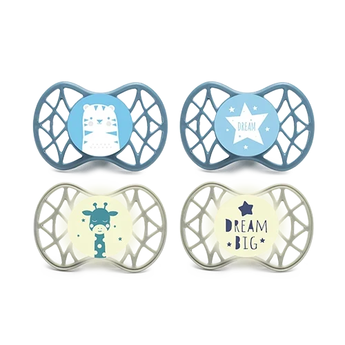 Set da 4 ciucci con tettarella ortodontica o simmetrica 0m+/ 6m+