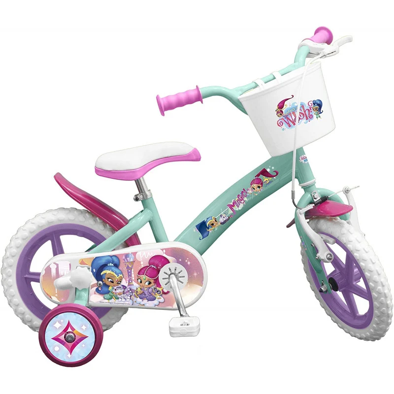 Bicicletta Shimmer Shine 12";";La Bicicletta Bicicletta Shimmer Shine 12" nei colori del rosa/viola con il personaggio di Shimmer Shine ideale dai 3 ai 5 anni"