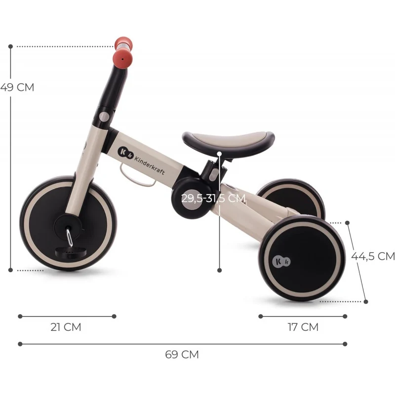 Kinderkraft Triciclo 3in1 4TRIKE, Mini bici,