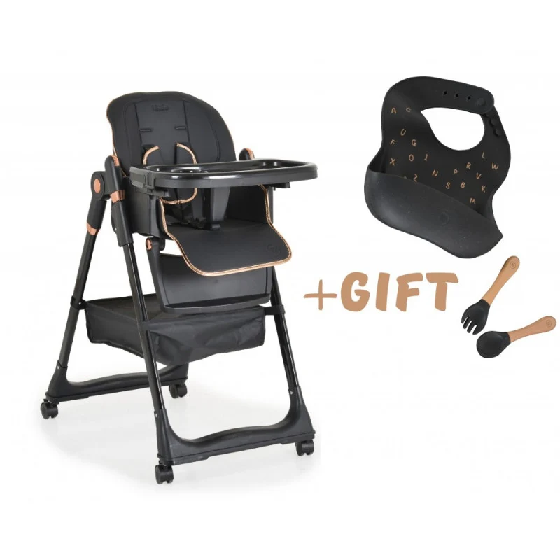 Seggiolone Pappa Lindo Con Accessori Inclusi Black