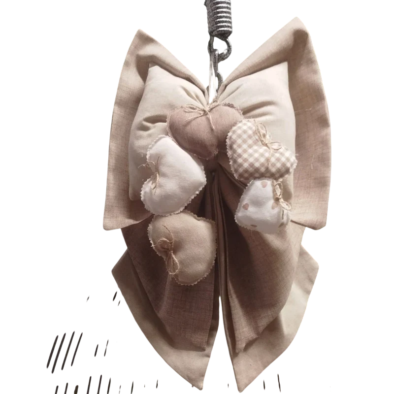 Fiocco Nascita Beige Cuore