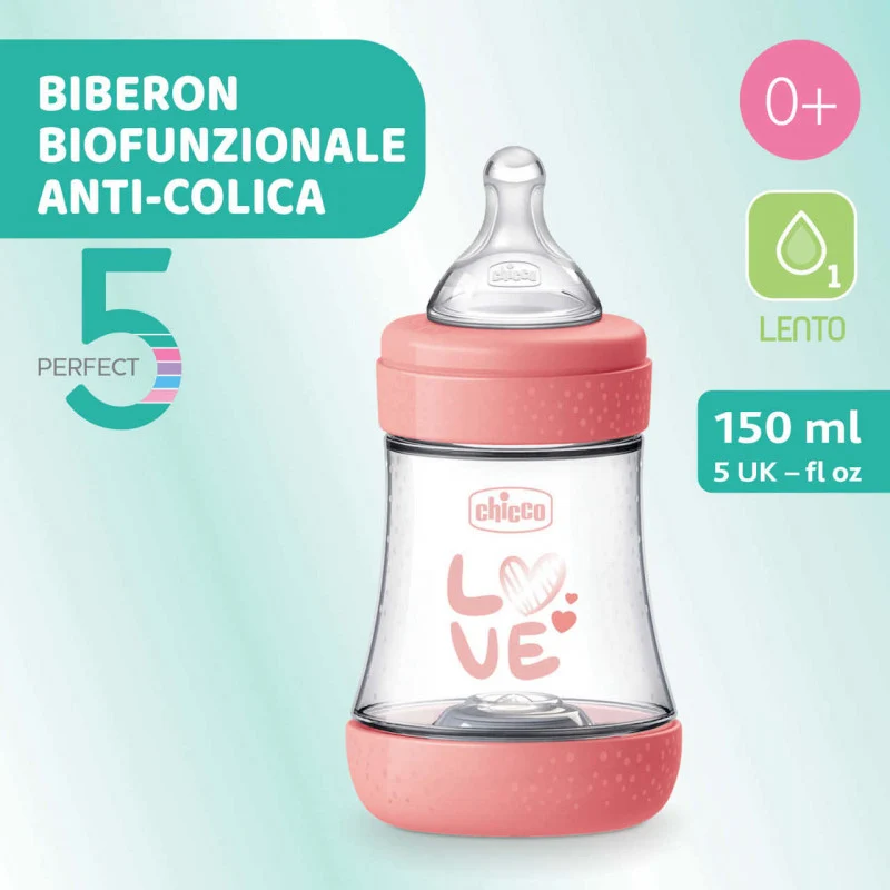 Biberon Chicco Perfect 5 - 150 ml - Rosa Love