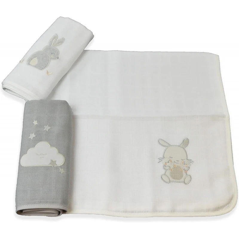 Set di 3 Mussole Ricamate ItalBaby