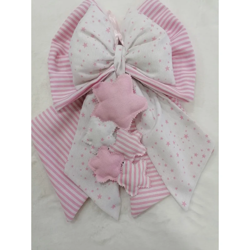 Fiocco Nascita Artigianale Rosa e Bianco