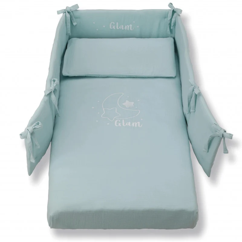 Set Glammy In Mussole Di Cotone Marina