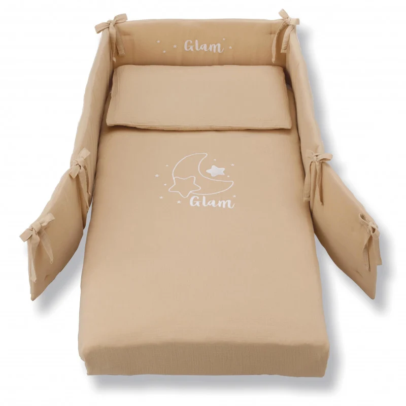 Set Glammy In Mussole Di Cotone Avana