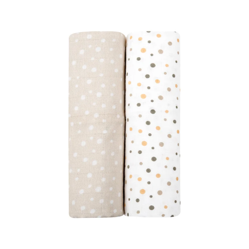 Kikka Boo - Set 2 Mussole in Cotone - Dots Beige
