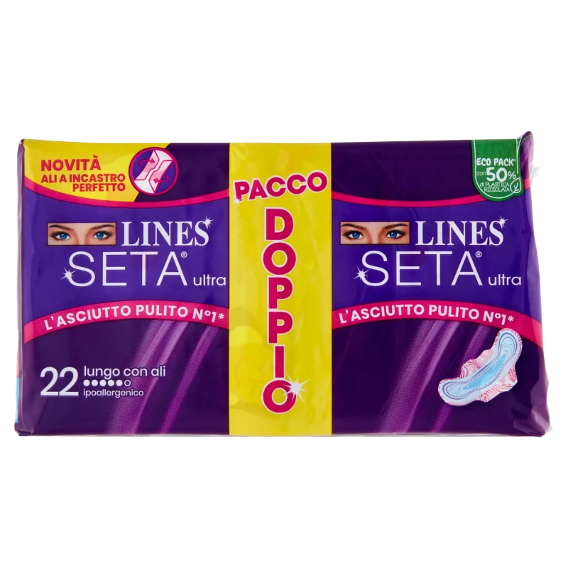 Lines Assorbenti Seta Ultra Lungo con Ali 16 pezzi