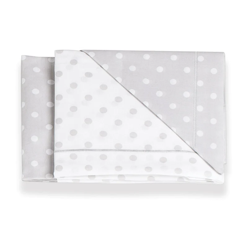 Italbaby - Set Lenzuolino Per Lettino Pois Grigio