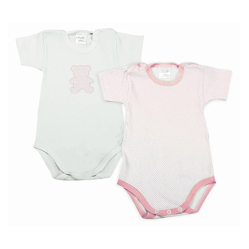 Set 2 Body Neonato a Mezza Manica Pois Rosa - 1 Mese