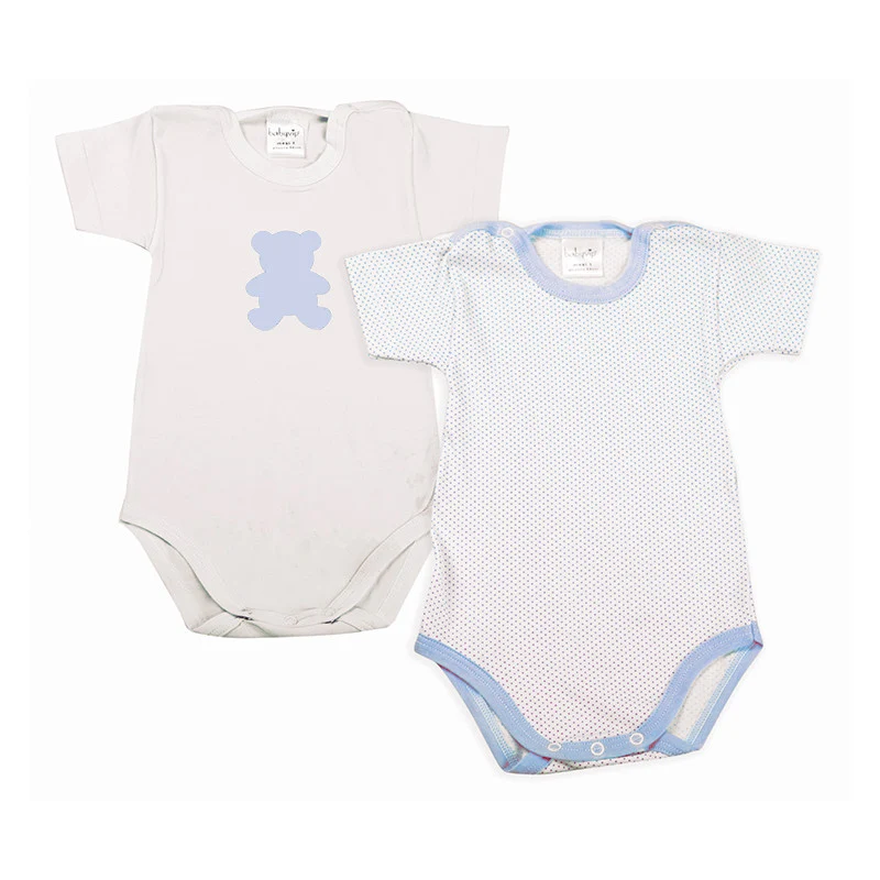Set 2 Body Neonato a Mezza Manica - Pois Azzurro