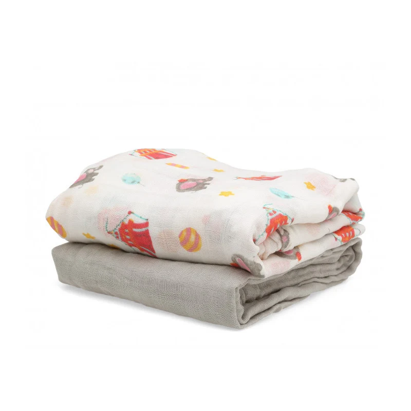 Kiokids - Set 2 Mussole di Cotone - Grigio