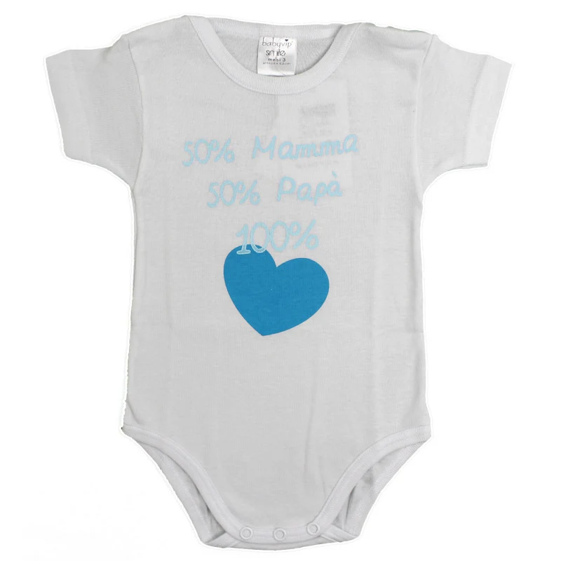 Body Neonato a Mezza Manica - 50% Mamma e 50% Papà - 3 Mesi