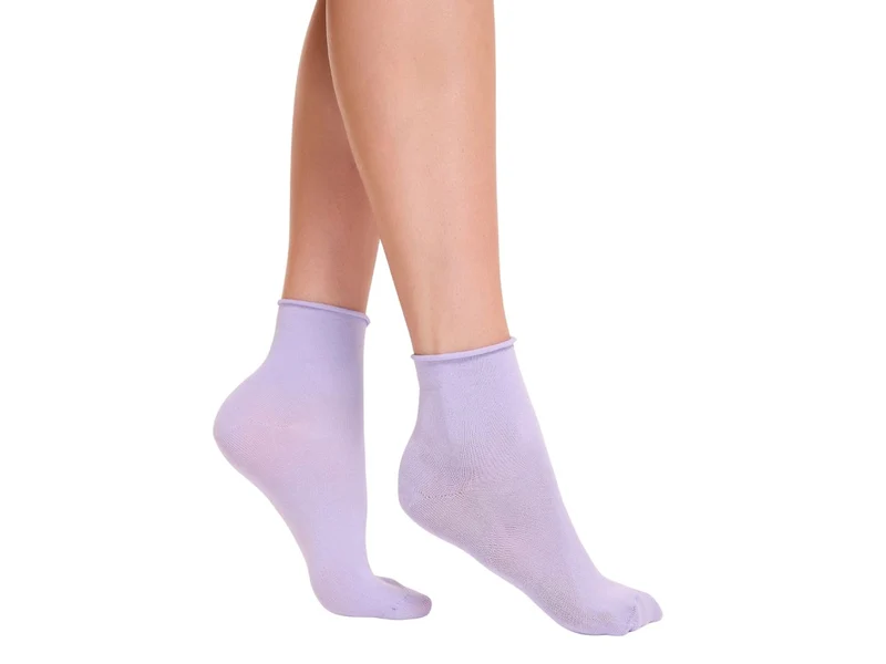 Calzino da donna set da 3 paia taglio al vivo taglia unica glicine/bianco/nero
