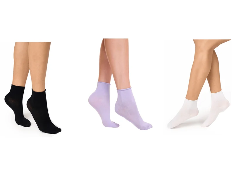 Calzino da donna set da 3 paia taglio al vivo taglia unica vanilla/bianco/nero