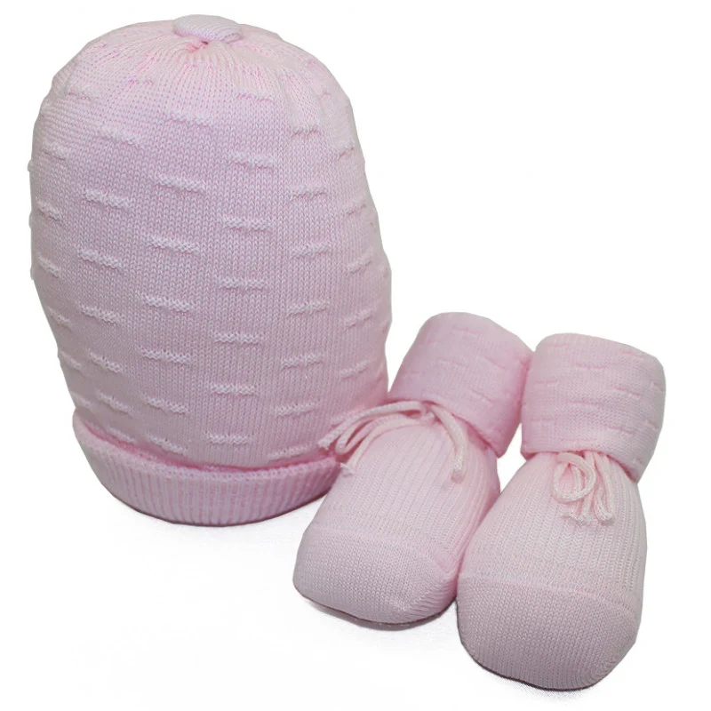 Set Cappellino e Calzini Neonato Rosa