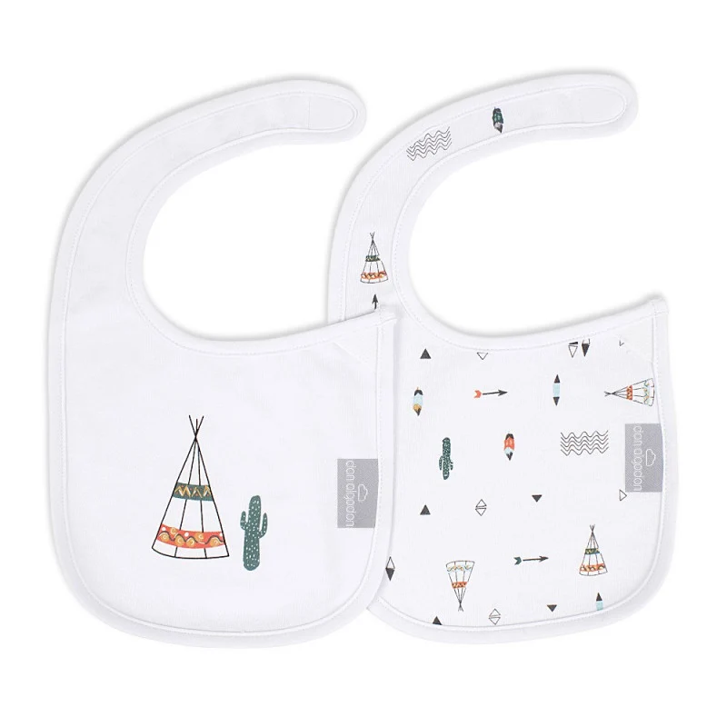 Set 2 Bavaglini Dakota Chiusura Velcro - Bianco