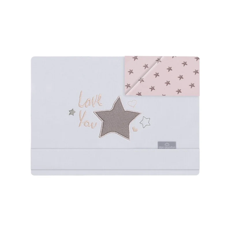 Set Lenzuola per Culla Love You - Rosa