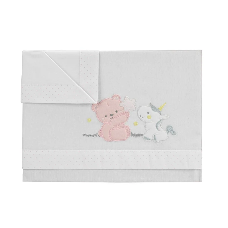 Set Lenzuola per Culla Unicorno - Rosa
