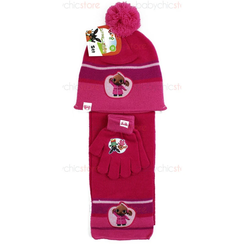 Set Sciarpa, Cappello e Guanti di Bing - Rosa