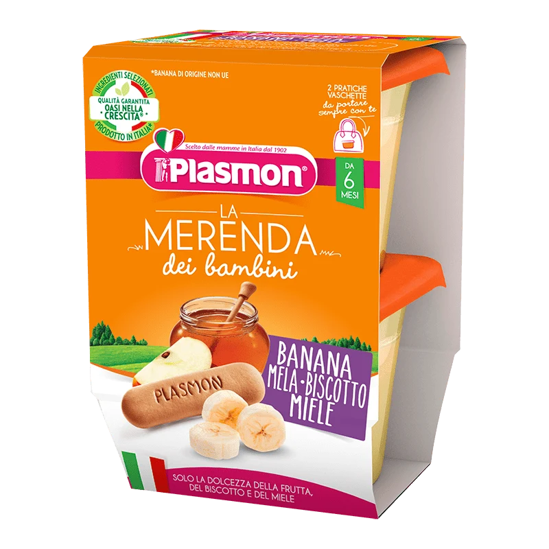 La Merenda dei Bambini Plasmon - Banana, Mela, Biscotto e Miele