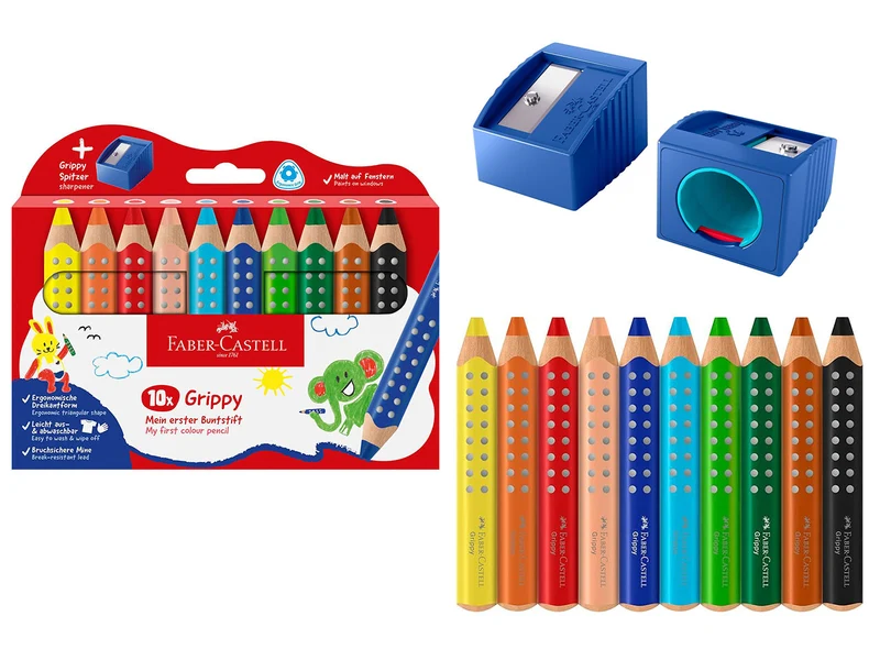 Set di 10 pastelli Jumbo grippy con temperino$