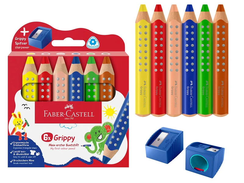 Set di 6 pastelli Jumbo grippy con temperino$