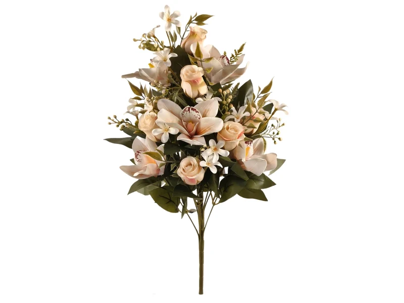 Mini Bocciolo Rosa/Cymbidium mazzo con 12rametti avorio